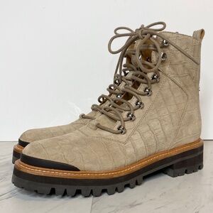 New! Marc Fisher Izzie Natural Tan Suede Lug Sole Boot 8M